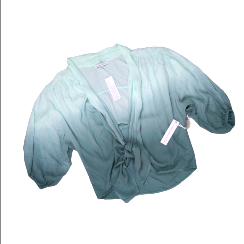 NEW YOUNG FABULOUS & BROKE SZ S Carmen Top In Ocean Bay Ombre FRONT TIE